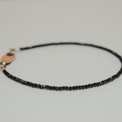 9K White Gold Black Spinel Bead Bracelet