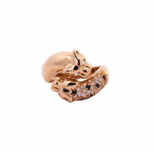 Yellow Gold Leopard Diamond and Sapphire Ring