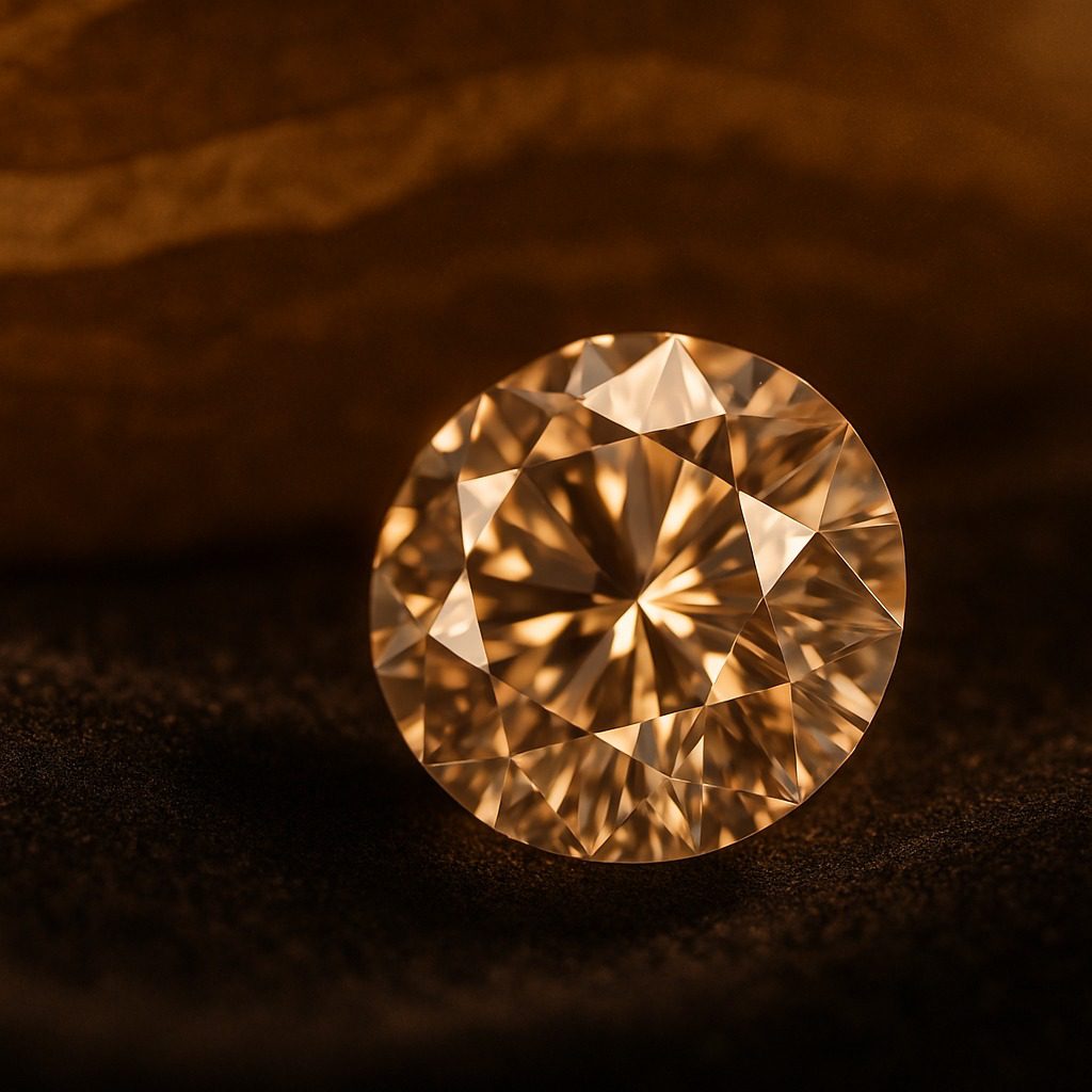 Macro image of a natural diamond with facets glowing against velvet.