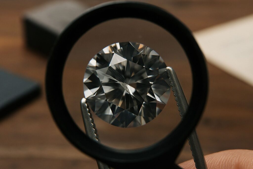 Natural Diamond in Cape Town under Magnification Loupe