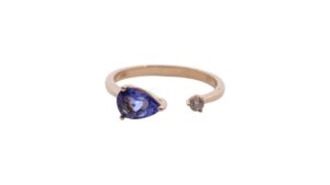9K Yellow Gold Pear Tanzanite & Diamond Ring