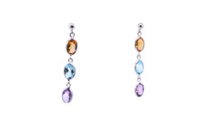 White Gold Tutti Frutti Drop Earrings