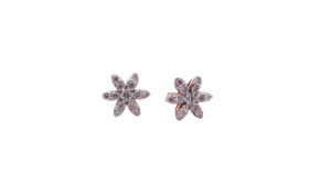 Rose Gold Diamond Flower Stud Earrings