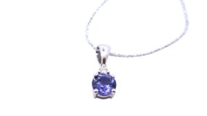 White Gold Tanzanite and Diamond Pendant